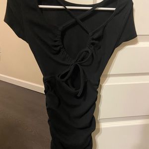 black bodycon tie dress